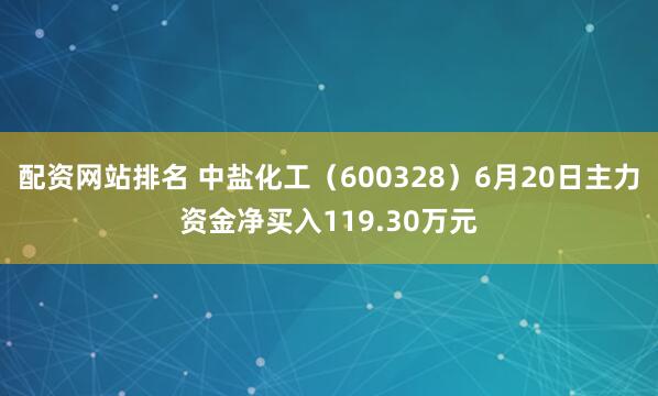 配资网站排名 中盐化工（600328）6月20日主力资金净买入119.30万元